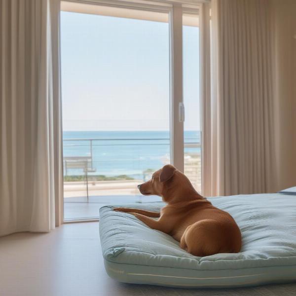 Dog Relaxing in Hotel Room