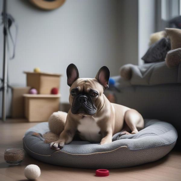 A model dog taking a break during a photoshoot.