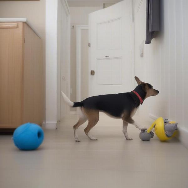 A bored dog displaying restless behavior