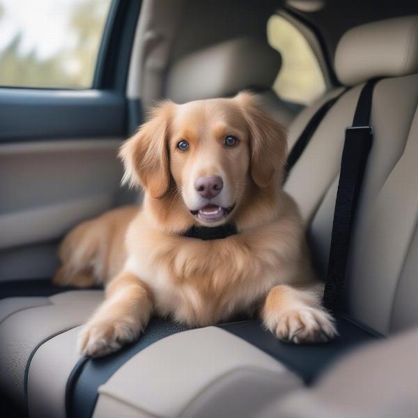 Dog Secured on a Back Seat Extender