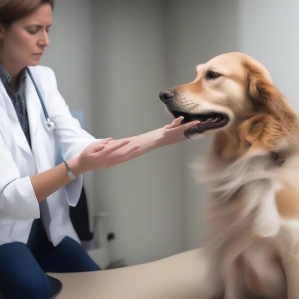 Dog shaking during veterinary visit