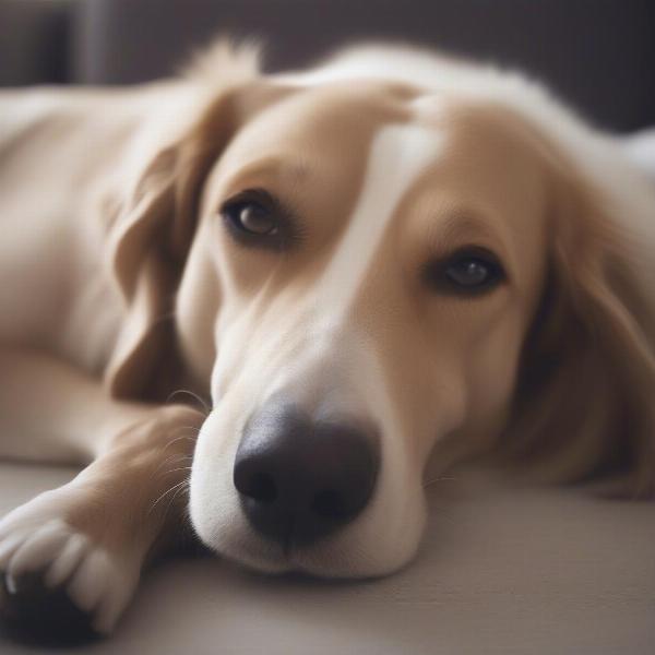 Dog showing signs of discomfort after eating a tampon