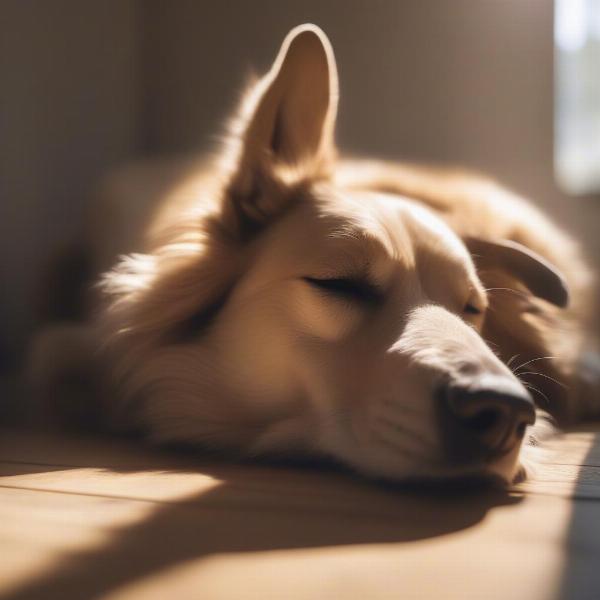 Dog Sleeping Peacefully in a Sunbeam