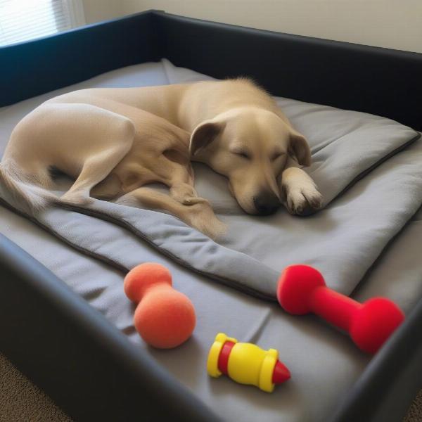 Dog Sleeping Comfortably at Ypsilanti Boarding Facility