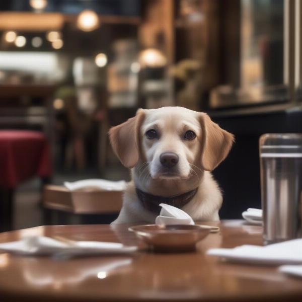 Dog Resting Quietly Under the Table at a Dog-Friendly Restaurant