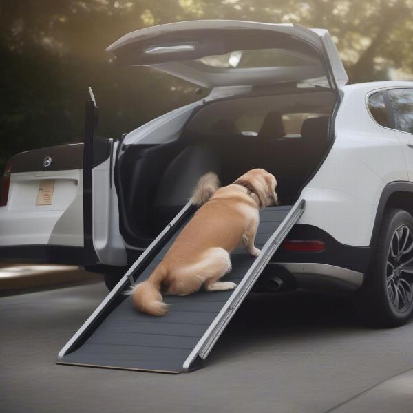 A Dog Safely Using a Ramp in New Zealand