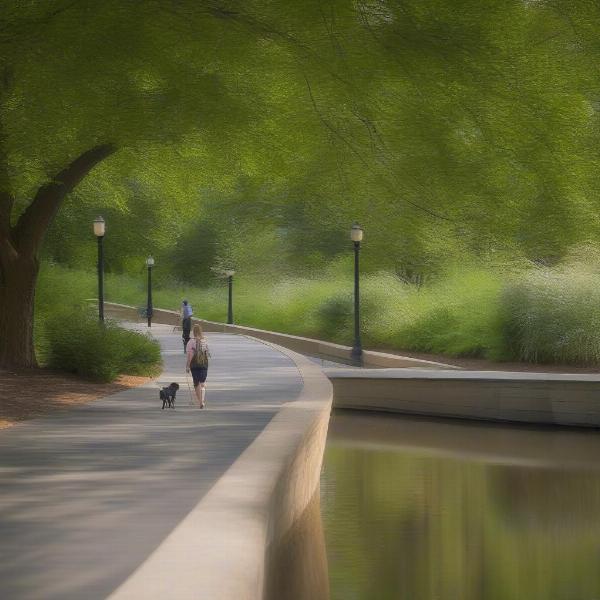 Dog walking in Carroll Creek Park