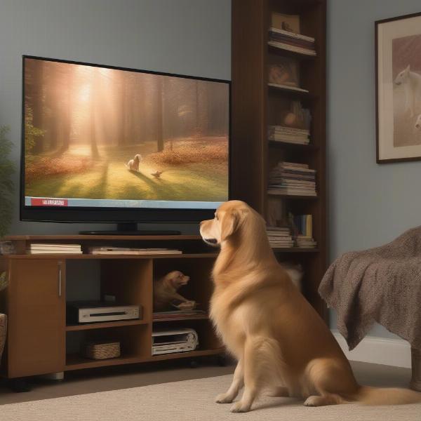 Dog watching interactive dog TV