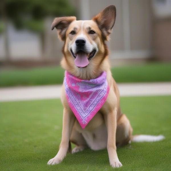 Dog wearing an Easter bandana safely and comfortably