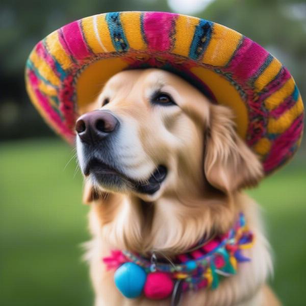 Dog wearing a funny hat