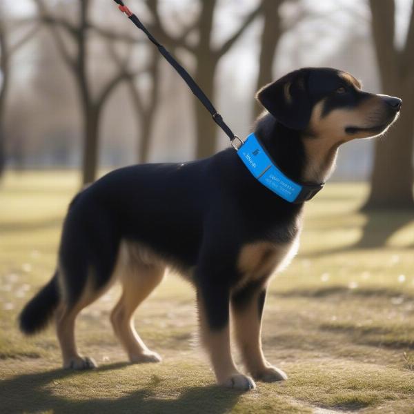 Dog wearing a GPS tracker collar