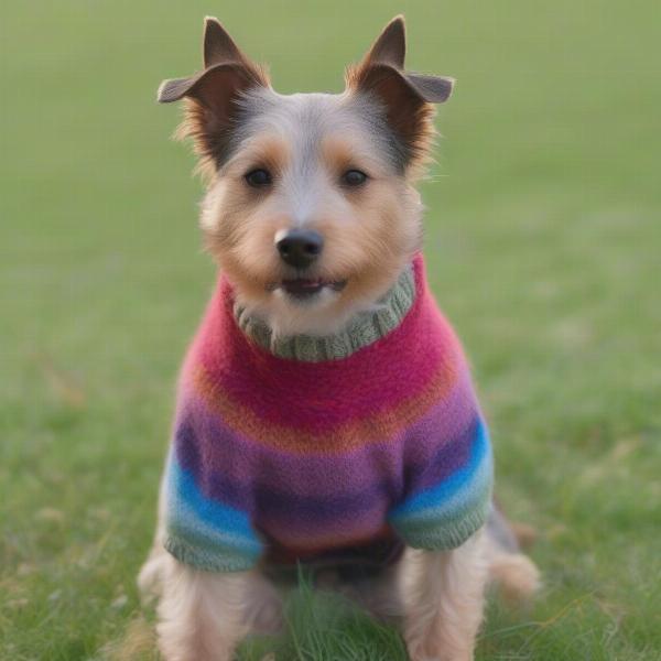 Dog Wearing a Knitted Sweater