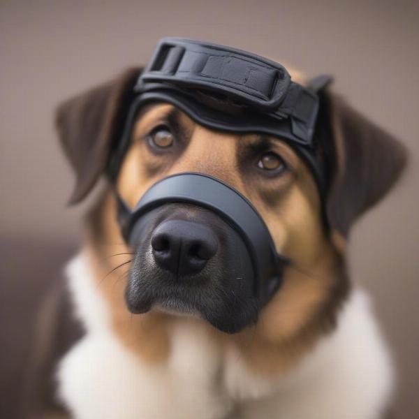 Dog wearing muzzle for safety