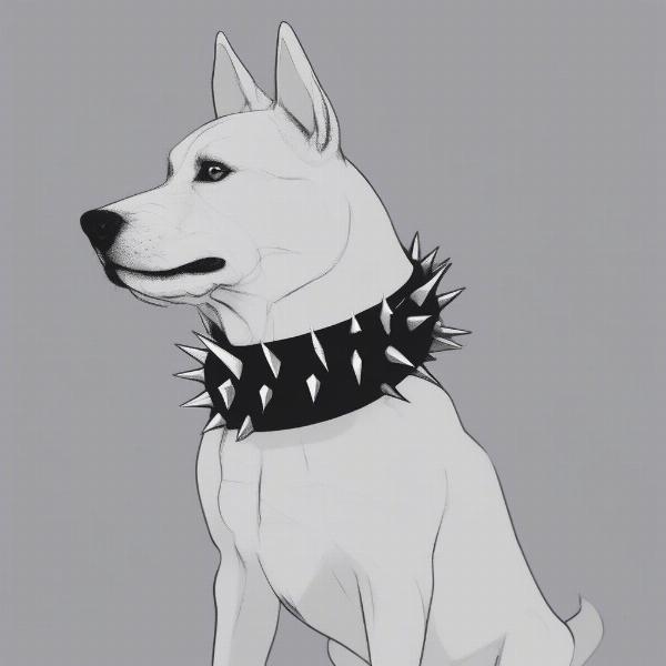 Dog Wearing a Spiky Collar Safely