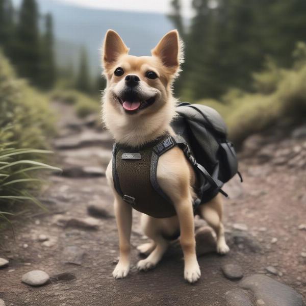 Dog with a Backpack Hiking