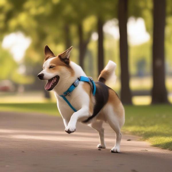 Dog Wearing a GPS Shock Collar in a Park