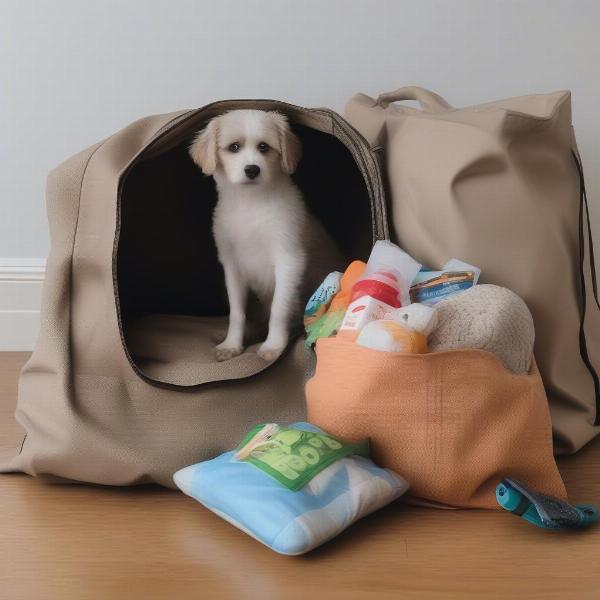 Dog with Packed Bag for Sanctuary