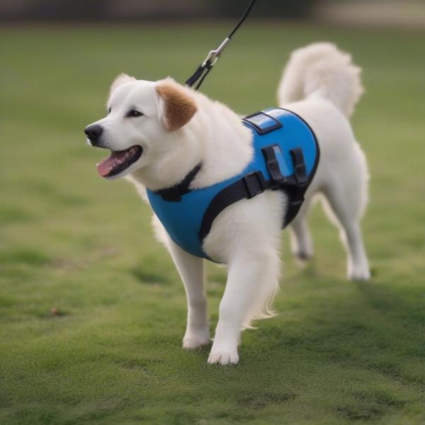 Dog with socks on grass