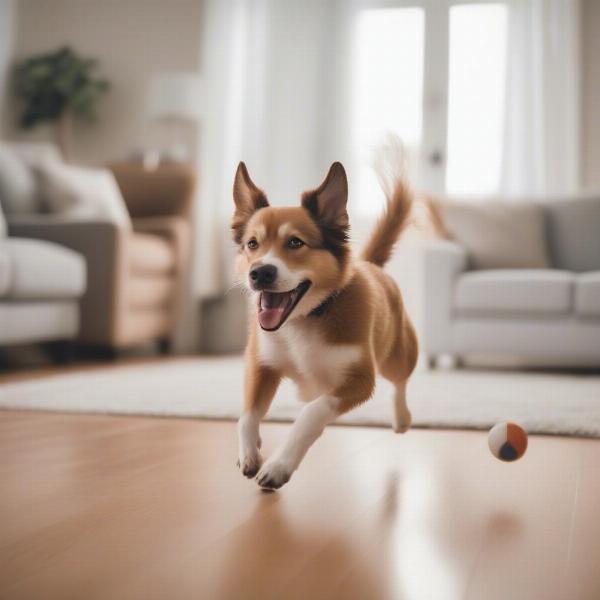 Dog Running Zoomies in Living Room