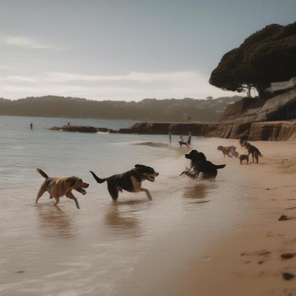 Dogs Playing at Mosman Dog Beach