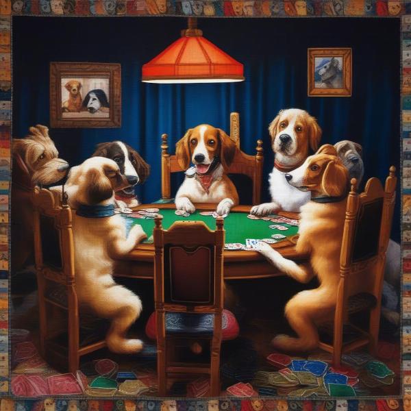 Close up of a Dogs Playing Poker Tapestry