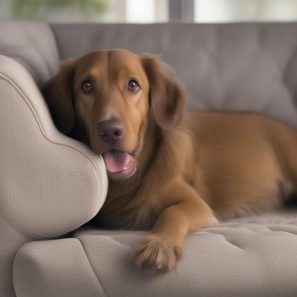 A durable loveseat cover with a dog relaxing on it