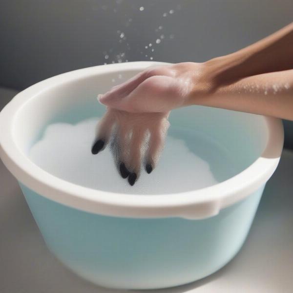 Dog paw soak with epsom salt