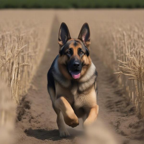 Exterminator Dog Working in Field