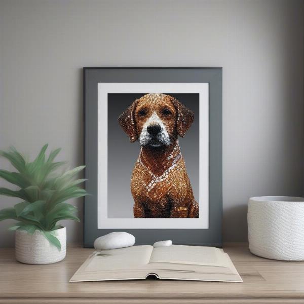 Framed Diamond Art Dog