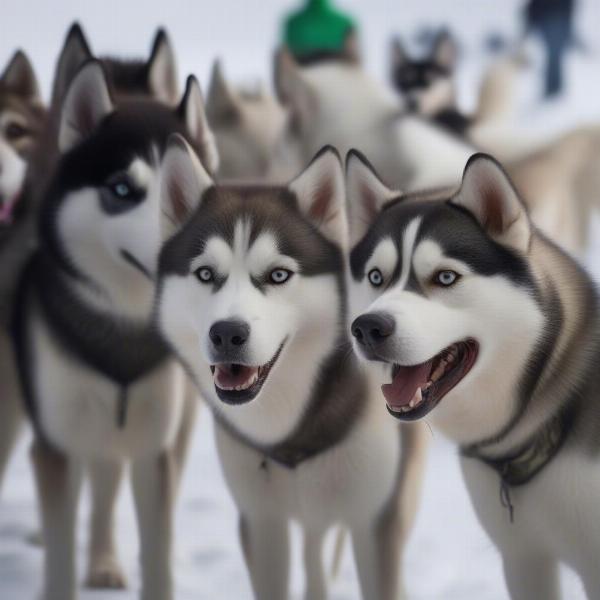 Meeting Alaskan Huskies in Dog Sledding