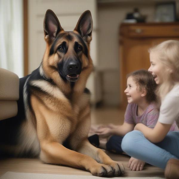 German Shepherd Meeting a Potential Adoptive Family