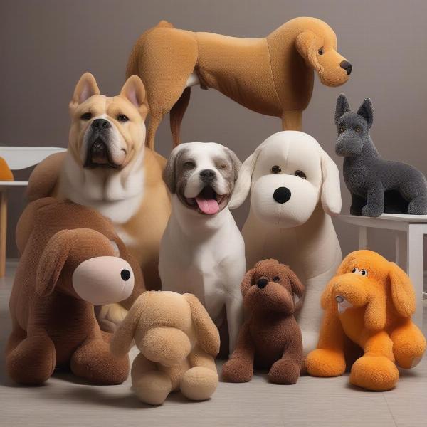 Giant plush dog toys provide comfort and entertainment for large dog breeds.