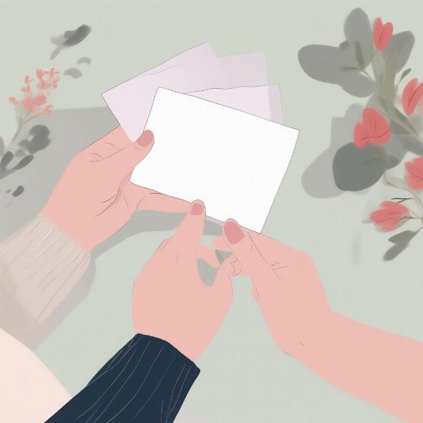 A person offering a dog death sympathy card to a grieving friend.