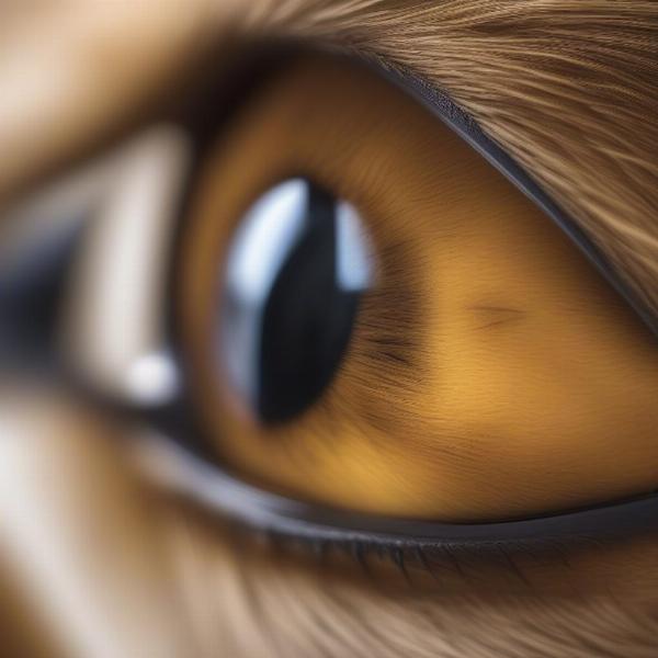 Close up of a dog's golden eye