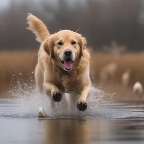 Golden Retriever Retrieving a Duck