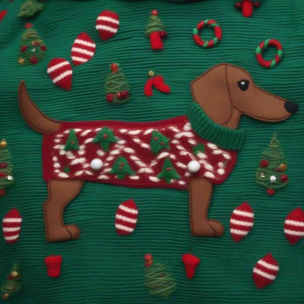 Handmade Ugly Weiner Dog Christmas Sweater