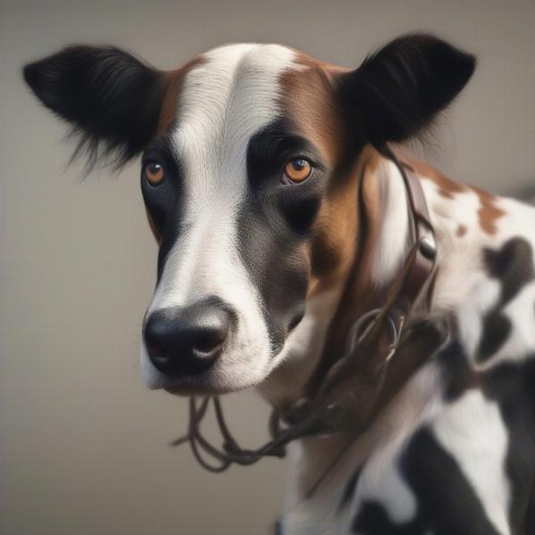 Close-up portrait of a Hanging Tree Cow Dog