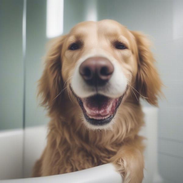 Happy dog after bath