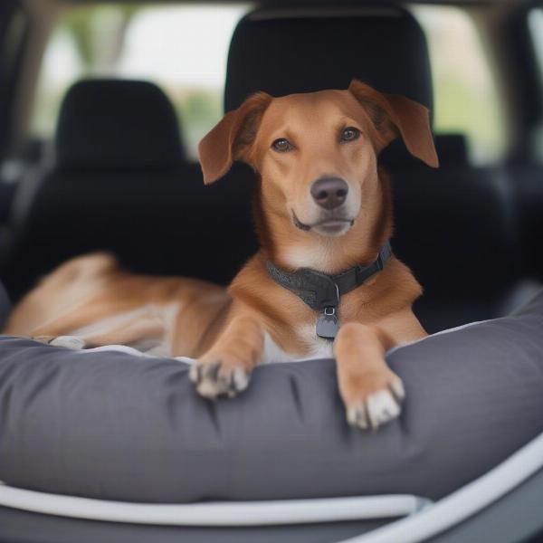 Happy Dog in Front Seat Dog Bed