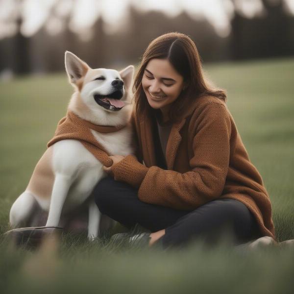 Owner and Dog Sharing a Moment