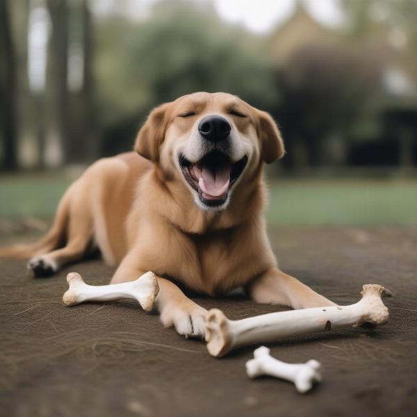 Happy Dog with Marrow Bone