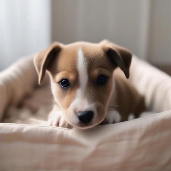 Happy Puppy in Their New Bed