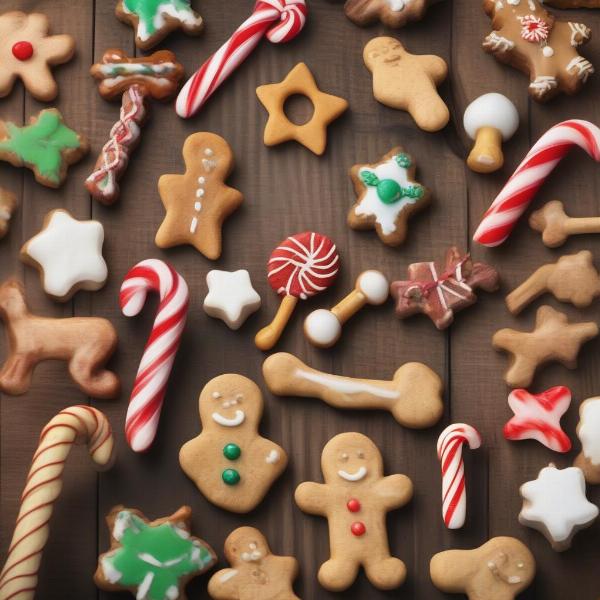 Healthy dog treats filling a Christmas stocking