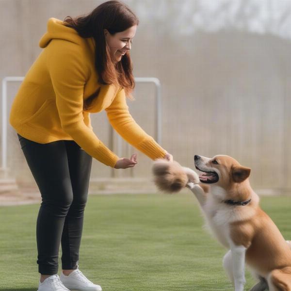 Dog training session