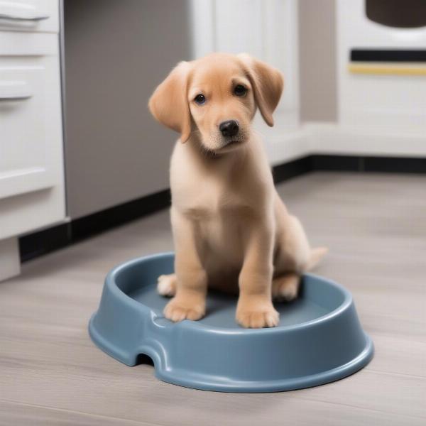 Training a dog to use an indoor dog potty