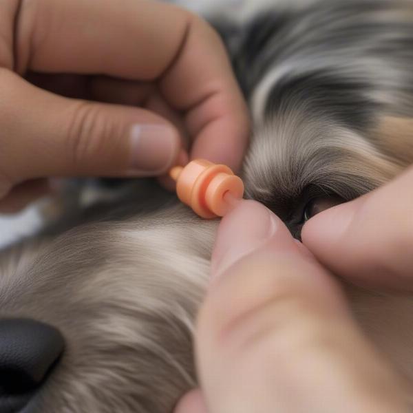 Correctly inserting dog ear plugs