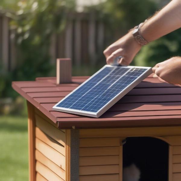 Installing a solar panel on a dog house roof