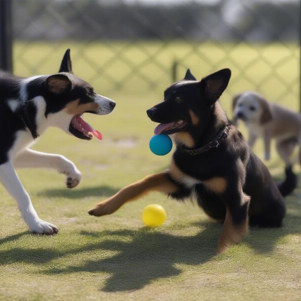 Dogs socializing at Jacksonville Beach Dog Park