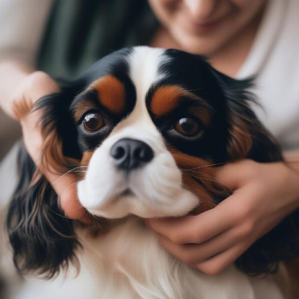 King Charles Spaniel Bonding with New Owner