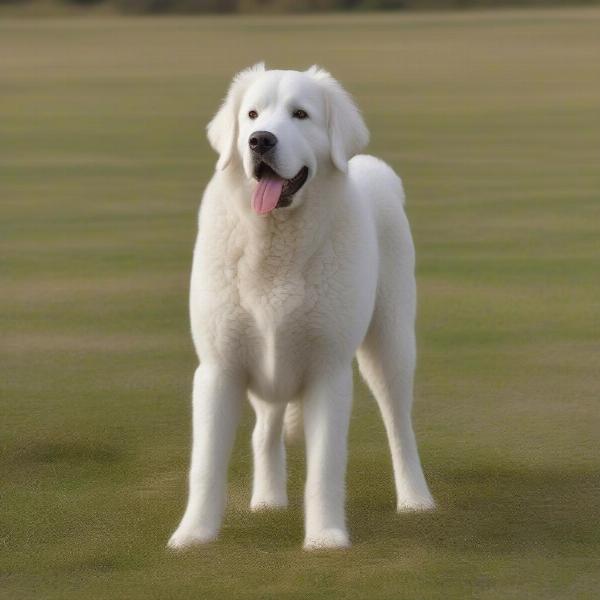 Kuvasz dog with its bright white coat